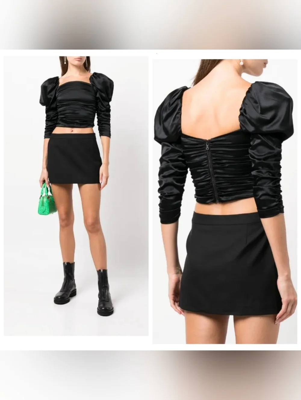 Alice + Olivia Katrice ruched puff-sleeve top size 0 $495 - Picture 16 of 16